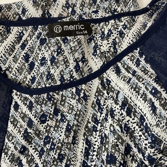 Merric Women's Size 14 Tunic Geometric Sheer Overlay Sleeveless Lightweight - Picture 7 of 7